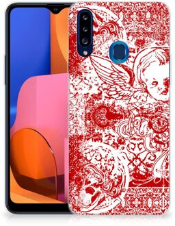 B2Ctelecom GSM Hoesje Samsung Galaxy A20s Back Case TPU Siliconen Hoesje Angel Skull Red