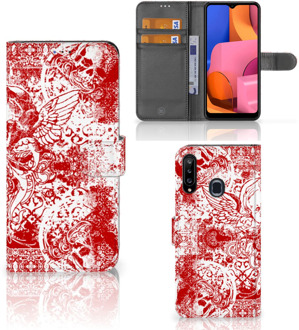 B2Ctelecom GSM Hoesje Samsung Galaxy A20s Book Style Case Angel Skull Red