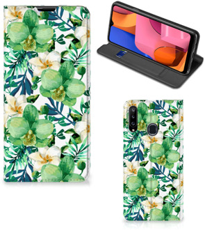 B2Ctelecom GSM Hoesje Samsung Galaxy A20s Bookcase Cover Orchidee Groen