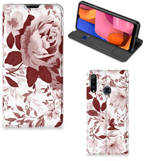 B2Ctelecom GSM Hoesje Samsung Galaxy A20s Bookcase Watercolor Flowers