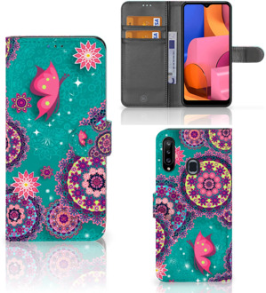 B2Ctelecom GSM Hoesje Samsung Galaxy A20s Flipcase Cirkels en Vlinders