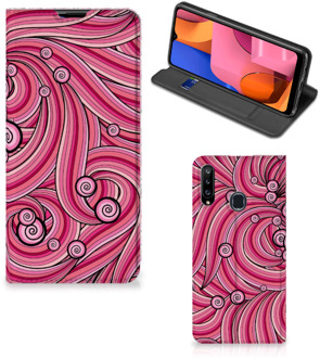 B2Ctelecom GSM Hoesje Samsung Galaxy A20s Foto Hoesje ontwerpen Swirl Pink