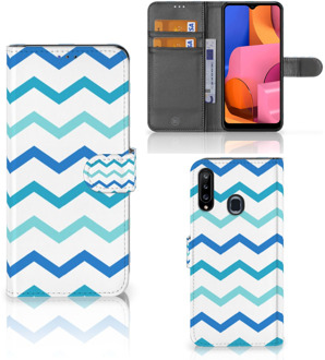 B2Ctelecom GSM Hoesje Samsung Galaxy A20s Foto hoesje Zigzag Blauw