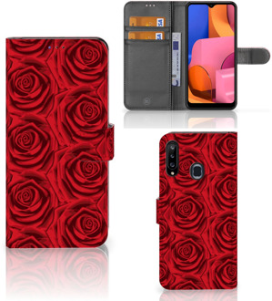 B2Ctelecom GSM Hoesje Samsung Galaxy A20s Mobiel Bookcase Red Roses