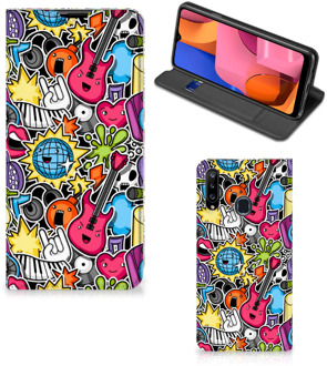 B2Ctelecom GSM Hoesje Samsung Galaxy A20s Telefoonhoesje Portemonnee Punk Rock