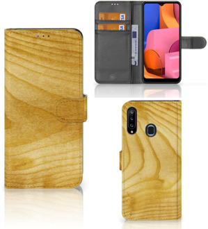 B2Ctelecom GSM Hoesje Samsung Galaxy A20s Wallet Book Case Licht Hout