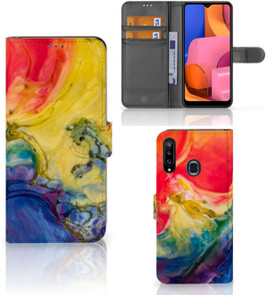 B2Ctelecom GSM Hoesje Samsung Galaxy A20s Wallet Book Case Watercolor Dark