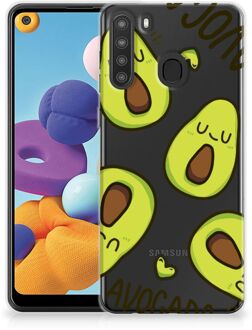 B2Ctelecom GSM Hoesje Samsung Galaxy A21 Backcase TPU Siliconen Hoesje Transparant Avocado Singing