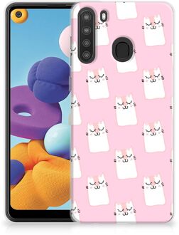 B2Ctelecom GSM Hoesje Samsung Galaxy A21 Beschermhoesje Sleeping Cats