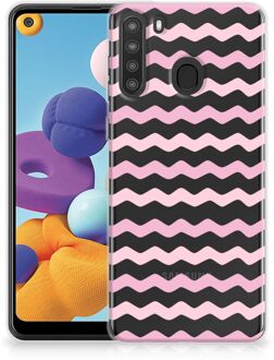 B2Ctelecom GSM Hoesje Samsung Galaxy A21 Bumper Hoesje Waves Roze