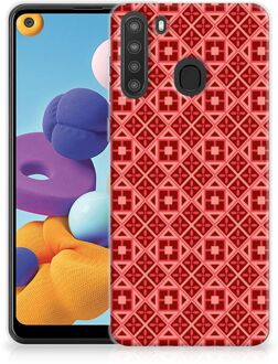 B2Ctelecom GSM Hoesje Samsung Galaxy A21 Hoesje met Tekst Batik Red