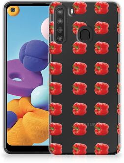 B2Ctelecom GSM Hoesje Samsung Galaxy A21 Smartphonehoesje Transparant Paprika Red