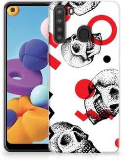 B2Ctelecom GSM Hoesje Samsung Galaxy A21 TPU Bumper Skull Red