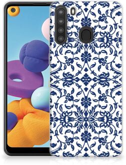 B2Ctelecom GSM Hoesje Samsung Galaxy A21 Trendy Telefoonhoesjes Flower Blue