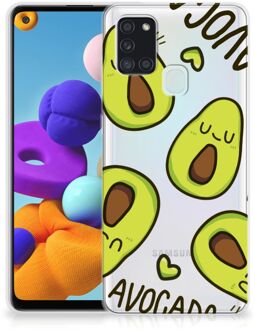 B2Ctelecom GSM Hoesje Samsung Galaxy A21s Backcase TPU Siliconen Hoesje Transparant Avocado Singing