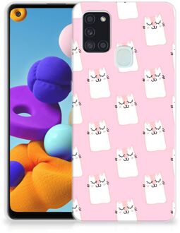 B2Ctelecom GSM Hoesje Samsung Galaxy A21s Beschermhoesje Sleeping Cats