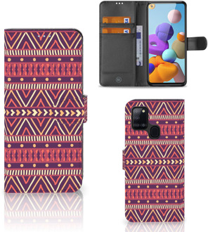 B2Ctelecom GSM Hoesje Samsung Galaxy A21s Bookcase Aztec Purple