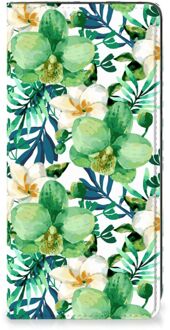 B2Ctelecom GSM Hoesje Samsung Galaxy A21s Bookcase Cover Orchidee Groen