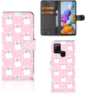 B2Ctelecom GSM Hoesje Samsung Galaxy A21s Bookcase Valentijn Cadeaus Sleeping Cats