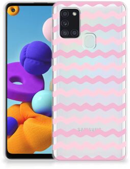 B2Ctelecom GSM Hoesje Samsung Galaxy A21s Bumper Hoesje Waves Roze