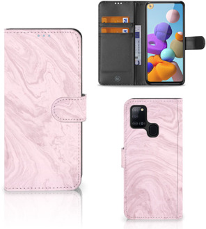 B2Ctelecom GSM Hoesje Samsung Galaxy A21s Flip Case Marble Pink