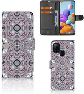 B2Ctelecom GSM Hoesje Samsung Galaxy A21s Flipcover Flower Tiles