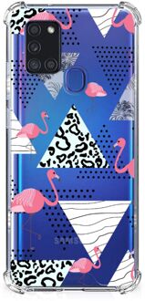 B2Ctelecom GSM Hoesje Samsung Galaxy A21s GSM Hoesje met doorzichtige rand Flamingo Triangle