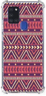 B2Ctelecom GSM Hoesje Samsung Galaxy A21s Hoesje met naam met transparante rand Aztec Purple