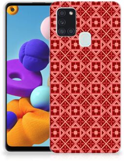 B2Ctelecom GSM Hoesje Samsung Galaxy A21s Hoesje met Tekst Batik Red