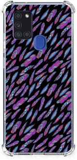 B2Ctelecom GSM Hoesje Samsung Galaxy A21s Hoesje met Tekst met transparante rand Feathers Color