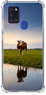 B2Ctelecom GSM Hoesje Samsung Galaxy A21s Hoesje met Tekst met transparante rand Koe