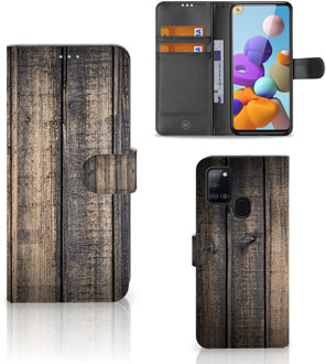 B2Ctelecom GSM Hoesje Samsung Galaxy A21s Leuk Case Cadeau voor Mannen Steigerhout