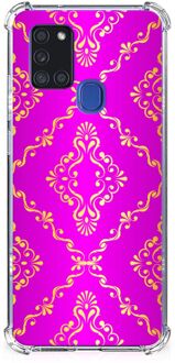 B2Ctelecom GSM Hoesje Samsung Galaxy A21s Leuk TPU Back Case met transparante rand Barok Roze