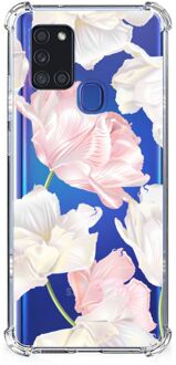 B2Ctelecom GSM Hoesje Samsung Galaxy A21s Leuk TPU Back Cover met transparante rand Mooie Bloemen