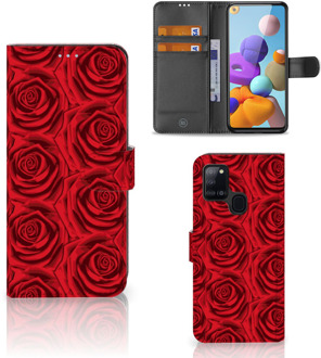 B2Ctelecom GSM Hoesje Samsung Galaxy A21s Mobiel Bookcase Red Roses