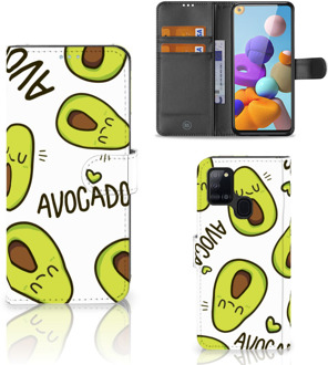 B2Ctelecom GSM Hoesje Samsung Galaxy A21s Mobiel Bookcase Valentijn Cadeautje Haar Avocado Singing