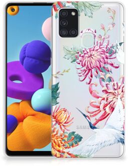 B2Ctelecom GSM Hoesje Samsung Galaxy A21s Smartphonehoesje Customize Bird Flowers