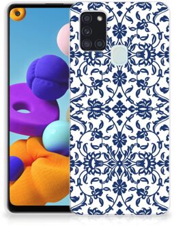 B2Ctelecom GSM Hoesje Samsung Galaxy A21s Trendy Telefoonhoesjes Flower Blue