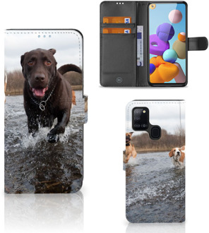 B2Ctelecom GSM Hoesje Samsung Galaxy A21s Wallet Book Case Honden Labrador