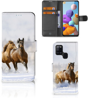 B2Ctelecom GSM Hoesje Samsung Galaxy A21s Wallet Book Case Paarden