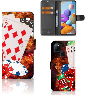 B2Ctelecom GSM Hoesje Samsung Galaxy A21s Wallet Book Case Personaliseren Casino