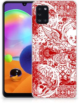 B2Ctelecom GSM Hoesje Samsung Galaxy A31 Back Case TPU Siliconen Hoesje Angel Skull Red