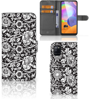 B2Ctelecom GSM Hoesje Samsung Galaxy A31 Beschermhoes Black Flowers