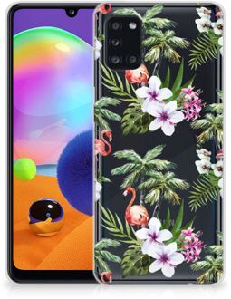 B2Ctelecom GSM Hoesje Samsung Galaxy A31 Doorzichtig Hoesje Flamingo Palms