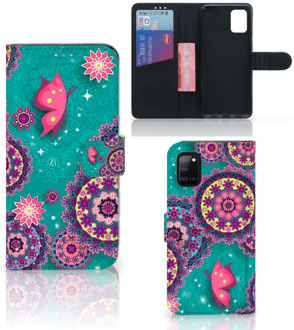 B2Ctelecom GSM Hoesje Samsung Galaxy A31 Flipcase Cirkels en Vlinders