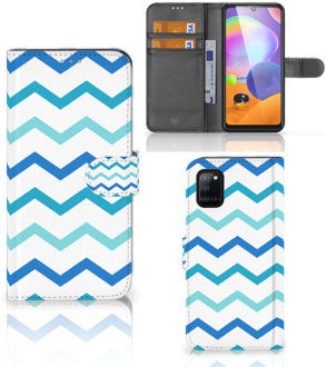 B2Ctelecom GSM Hoesje Samsung Galaxy A31 Foto hoesje Zigzag Blauw