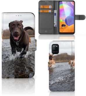 B2Ctelecom GSM Hoesje Samsung Galaxy A31 Wallet Book Case Honden Labrador