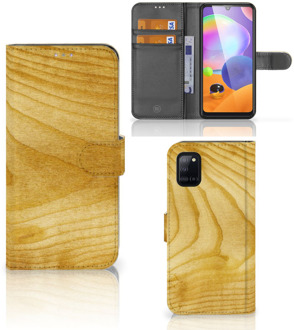 B2Ctelecom GSM Hoesje Samsung Galaxy A31 Wallet Book Case Licht Hout