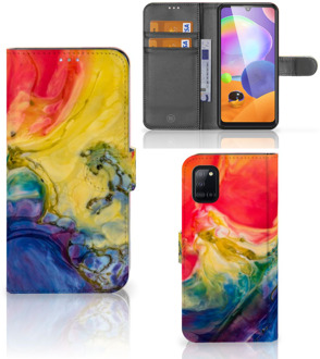 B2Ctelecom GSM Hoesje Samsung Galaxy A31 Wallet Book Case Watercolor Dark