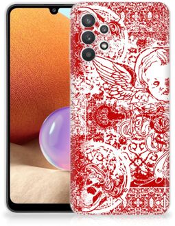 B2Ctelecom GSM Hoesje Samsung Galaxy A32 4G Back Case TPU Siliconen Hoesje Angel Skull Red